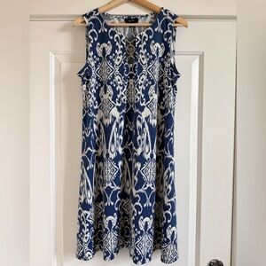 MSK Blue and White Patterned Dress